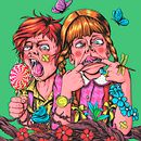 Mad Hansel & Crazy Gretel. Character Design, Graphic Design, Traditional illustration, and Digital Illustration project by Ricard Guixà - 07.20.2019