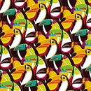 Estampa Aves Brasileiras - Tucano, Arara e Papagaio. Design, Ilustração tradicional, Serigrafia, Design de vestuário, e Pattern Design projeto de Bruno Dellani - 14.08.2019