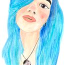 La chica azul. Ilustração tradicional projeto de Daniela Rod - 10.09.2019
