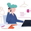 Deutsche Telekom: Un día con Office 365 y iPad Air  // Ilustración para E-Mail Marketing. Un proyecto de Diseño Web, Ilustración tradicional e Ilustración digital de Beatriz Arribas de Frutos - 20.09.2019