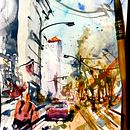 Mi Proyecto del curso: Paisajes urbanos en acuarela. Een project van Architectuur, L, scaping, Schilderij y Aquarelschilderen van Hernán Nuñes - 01.12.2019
