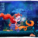 mermaid reading. Children's Illustration project by Aliaa Ali - 12.01.2019