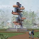 My project in Graphic Representation of Architectural Projects course - Observation Tower . Digital Architecture, Architectural Illustration, L, and scape Architecture project by Echa Fadhila - 02.02.2020