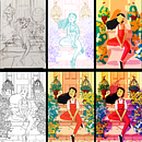 Flower Steps. Projekt z dziedziny Trad, c i jna ilustracja użytkownika Von Muren - 02.05.2019