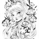 A Lady and her mice. Desenho a lápis projeto de Siamés Escalante - 15.11.2019