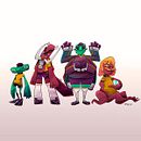 4 futbolistas monstruosos :  Fábrica de personajes ilustrados. Un proyecto de Diseño de personajes de Sebastian Garcia - 24.02.2020