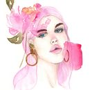 Jade Peony - Illustrated Watercolour Portrait . Pictură în acuarelă de Sijia Wang - 03.03.2020