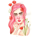 Retrato ilustrado en acuarela: Labios de Amapola. Portrait Drawing project by Isa Fdz - 03.30.2020