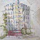 My project in Architectural Sketching with Watercolor and Ink course. Un projet de Aquarelle de Justyna - 10.04.2020