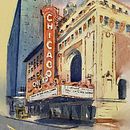 Il Chicago Theater, acquarello su carta, marzo 2020.. Watercolor Painting project by Gian Luca Ferme - 04.11.2020