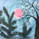 The pink moon - i was disappointed with seeing the recent pink supermoon so I tried to paint my own one.   It’s very simple and has influences of van gough . % christina Robinson tarafından hazırlanan Sulubo, Ve a Resim projesi - 04.12.2020