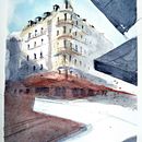 París, un 12 d'Abril de 2020: Dibujo arquitectónico con acuarela y tinta. Un progetto di Architettura e Street Art di MARIA MEZQUITA VIDAL - 12.04.2020