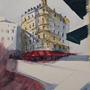 Proyecto final , edificio eun una esquina en París . Een project van Aquarelschilderen van Pedro Luis Blaya Giner - 13.04.2020