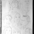 Cuaderno de retratos en acuarela. Un proyecto de Bellas Artes, Dibujo de Retrato, Diseño, Ilustración tradicional, Lettering, Paisajismo, Pintura, Pintura a la acuarela y Sketchbook de Maria Eugenia Díaz Naya - 27.04.2020