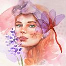 Lavender girl. Un proyecto de Ilustración digital, Dibujo a lápiz y Pintura a la acuarela de Gemma Adreani - 28.04.2020
