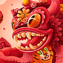 Lion Dance. Un progetto di Illustrazione digitale, Illustrazione tradizionale e Illustrazione vettoriale di Lingjiang Liang - 30.04.2020