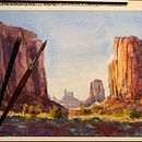 Watercolor: Monument Valley (+ Video) . Fine Arts, Traditional illustration, Painting, and Watercolor Painting project by Gabriel Ramos - 04.29.2020