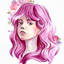 Pink Ice cream my final project in Illustrated Portrait in Watercolor course. Projekt z dziedziny  R, sunek art, st, czn i Malowanie akwarelą użytkownika Alisa Knatko - 07.05.2020