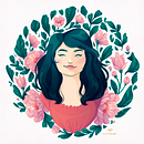  Retrato ilustrado com elementos botânicos. Een project van  Tekening y Digitale tekening van marianamimura - 14.05.2020