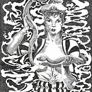 Minoan Snake Goddess. Traditional illustration & Ink Illustration project by Alkyoni Papakonstantopoulou - 11.22.2018