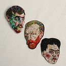 Brooches of portraits Van Gogh, Frida Kahlo and Paul Gauguin. Concept Art, Artesanato, Design, Bordado, Design de moda, e Design de joias projeto de Djozefinna Embroidery - 22.05.2020