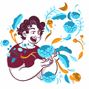 Mari Florida - Projeto do curso: Retrato ilustrado com elementos botânicos. Een project van  Botanische illustratie van Mariana Souza - 23.05.2020