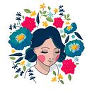 Mi Proyecto del curso: Retrato ilustrado con elementos botánicos. Un projet de Illustration traditionnelle et Illustration botanique de Lina Yumi Traspaderne - 24.05.2020