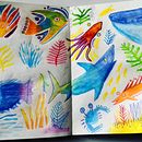 Imaginario de un océano. Un progetto di Arte concettuale, Creatività, Creatività con i bambini, Disegno, Disegno artistico, Design, Design per i social network, Illustrazione tradizionale, Illustrazione con inchiostro, Illustrazione infantile, Instagram e Pittura ad acquerello di Osmar Pineda Islas - 27.05.2020