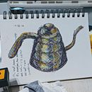 Pour over teapot. Een project van Multimedia, Tekening met potlood, Realistische tekening y Sketchbook van alexiakorba - 06.06.2020