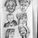 My project - Rostos frontais. Usei modelos de fotos de etnias da Tailândia, pais onde trabalho e está em meu coração.. Een project van  Ontwerp, Traditionele illustratie, Tekening met potlood y  Tekening van Renzo Cruz - 15.06.2020