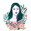 Meu projeto do curso: Retrato ilustrado com elementos botânicos. Un progetto di Disegno di ritratti, Illustrazione botanica e Illustrazione digitale di millaloboxavier - 18.06.2020