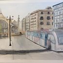 Mercado Central y tranvía. Zaragoza (España) Ein Projekt aus dem Bereich Architektonische Illustration von Isabel Arranz - 20.06.2020