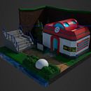 Low Poly Pokecenter Diorama. 3D, e Design de videogames projeto de Gustavo Olaio - 01.03.2020