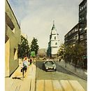 Mi Proyecto del curso: Paisajes urbanos en acuarela. Projekt z dziedziny  Sztuki piękne, Malowanie akwarelą,  R i sunek architektoniczn użytkownika Nicolás Durán - 07.07.2020