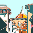 My project in Architectural Illustration: Capture a City’s Personality course - Walking through Florence. Digital Illustration, Traditional illustration, and Watercolor Painting project by Alain Barbato - 07.17.2020