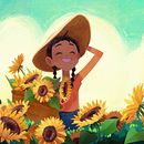 Sunflower Summer. Un progetto di Character design, Illustrazione infantile, Arte concettuale, Illustrazione digitale, Pittura digitale, Illustrazione tradizionale e Pittura di Wendy Tan - 22.07.2020