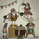 Los cinco parientes circenses. Un progetto di Illustrazione tradizionale, Illustrazione digitale, Illustrazione infantile e Illustrazione vettoriale di Maria Eugenia Revori - 24.07.2020