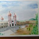 Acuarela arquitectónica, Iglesia de un Pueblo llamado Samaná en Colombia.. Un projet de Esquisse , Dessin, Aquarelle, Illustration architecturale, Carnet de croquis et Illustration à l'encre de davidkinesia - 22.07.2020