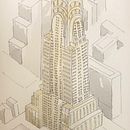 The Chrysler Building NYC. Ilustração arquitetônica, Esboçado, e Pintura em aquarela projeto de gigi_o - 28.07.2020