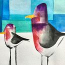 Las gaviotas de Cancún. Pintura em aquarela projeto de Herenia Gonzalez - 20.08.2020