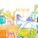 Kitty Kitchen. Traditional illustration, and Children's Illustration project by Cris Martín - 08.21.2020