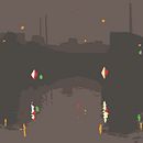 Night at the docks in Wedding, Berlin. Digital Drawing, Digital Illustration, Traditional illustration, L, scape Architecture, Painting, and Poster Design project by Hugo Stuber Paredes - 10.08.2020