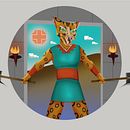 Tigrillo inca. Un proyecto de Diseño de personajes, Ilustración tradicional, Ilustración digital, Ilustración infantil e Ilustración vectorial de Nicolás Chamorro - 24.09.2020