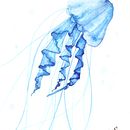 medusa en azul. Fine Arts, Ink Illustration, and Watercolor Painting project by Constanza diaz-muñoz suazo - 09.25.2020