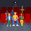 People are at the cinema. Character Design, Digital Illustration, and Vector Illustration project by Diana Vasileva - 09.27.2020