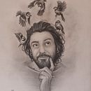 Pájaros en la cabeza (autoretrato a grafito). Portrait Drawing project by Jesús Estudillo Fuentes - 10.25.2020