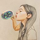 Ilustración con pastel i lápices de colores. Desenho, Desenho a lápis, Desenho artístico, Desenho de retrato e Ilustração tradicional projeto de Nadia Llabrés Ribas - 25.10.2020