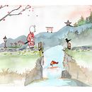 Mi Proyecto del curso: Ilustración en acuarela con influencia japonesa. Un progetto di Illustrazione tradizionale e Illustrazione infantile di Estela Corral Vázquez - 29.10.2020