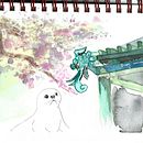 My project in Watercolor Illustration with Japanese Influence course. Un projet de Aquarelle de kscolumn - 15.11.2020