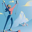 Cervinia ski paradise - illustration by Nicola Cerquetti . % Nicola Cerquetti tarafından hazırlanan Geleneksel illüstras, Ve on projesi - 11.16.2020
